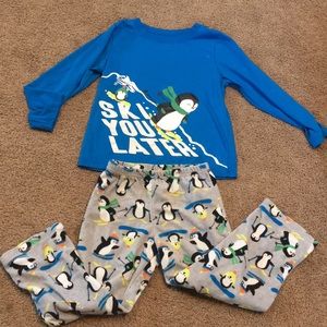Skiing Penguin Pajamas set